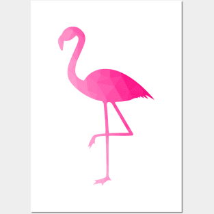 Flamingo hot pink ombre geometric mesh pattern Posters and Art